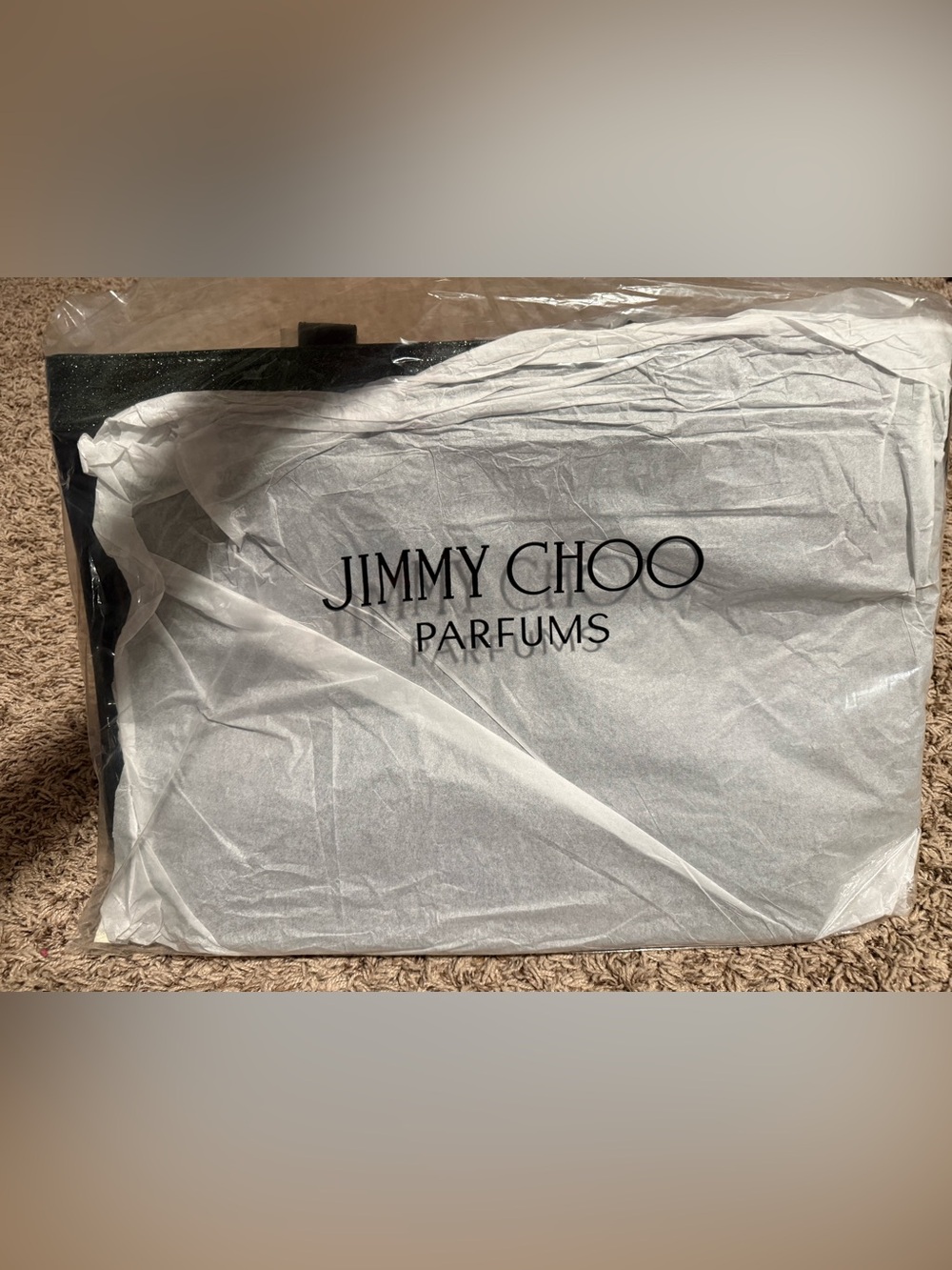 Jimmy Choo - large black glossy/glitter accent tote (New in packaging)
